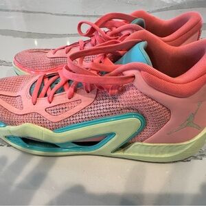 Jordan Men's Pink and Teal Athletic Shoes